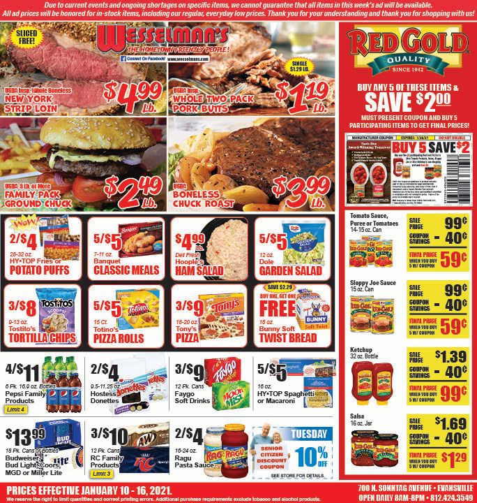 Wesselman's Weekly Ad Flyer January 10 to January 16, 2021