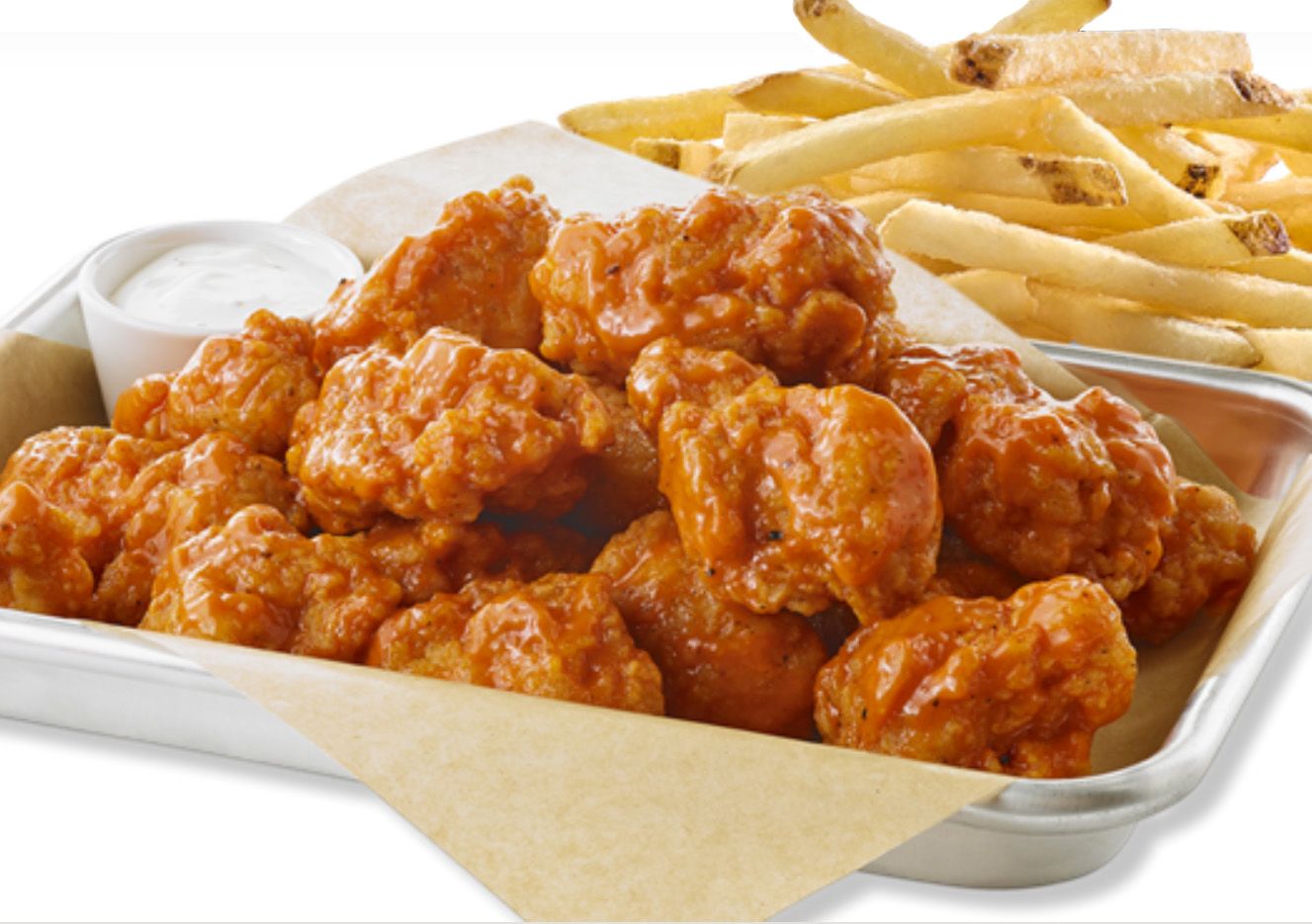 Buffalo Wild Wings is Now Offering a New $9.99 Bundle with 10 Boneless Chicken Wings and Fries Buffalo Wild Wings is Now Offering a New $9.99 Bundle with 10 Boneless Chicken Wings and Fries