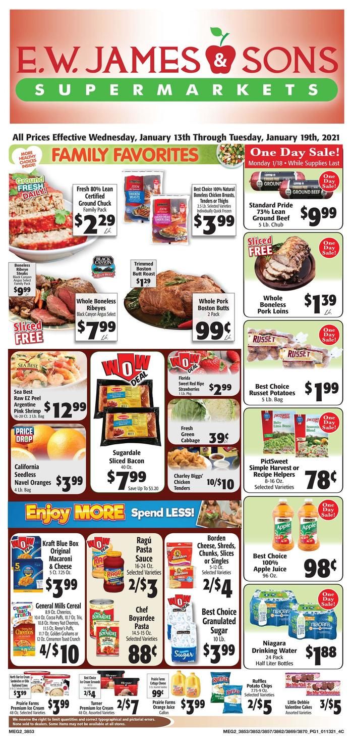 E.W. James & Sons Weekly Ad Flyer January 13 to January 19, 2021