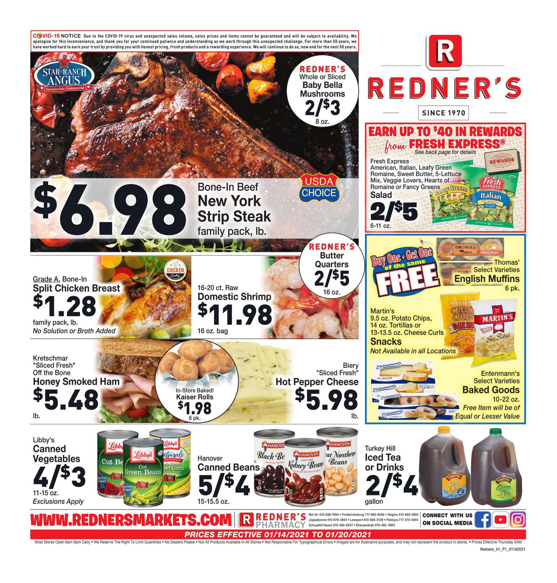 Redner's Markets Weekly Ad Flyer January 14 to January 20, 2021