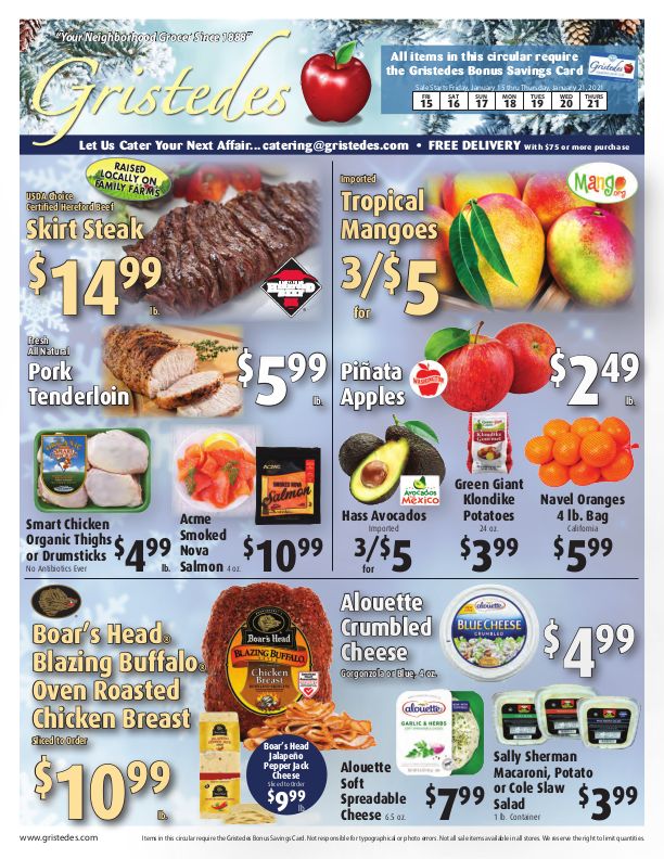 Gristedes Weekly Ad Flyer January 15 to January 21, 2021