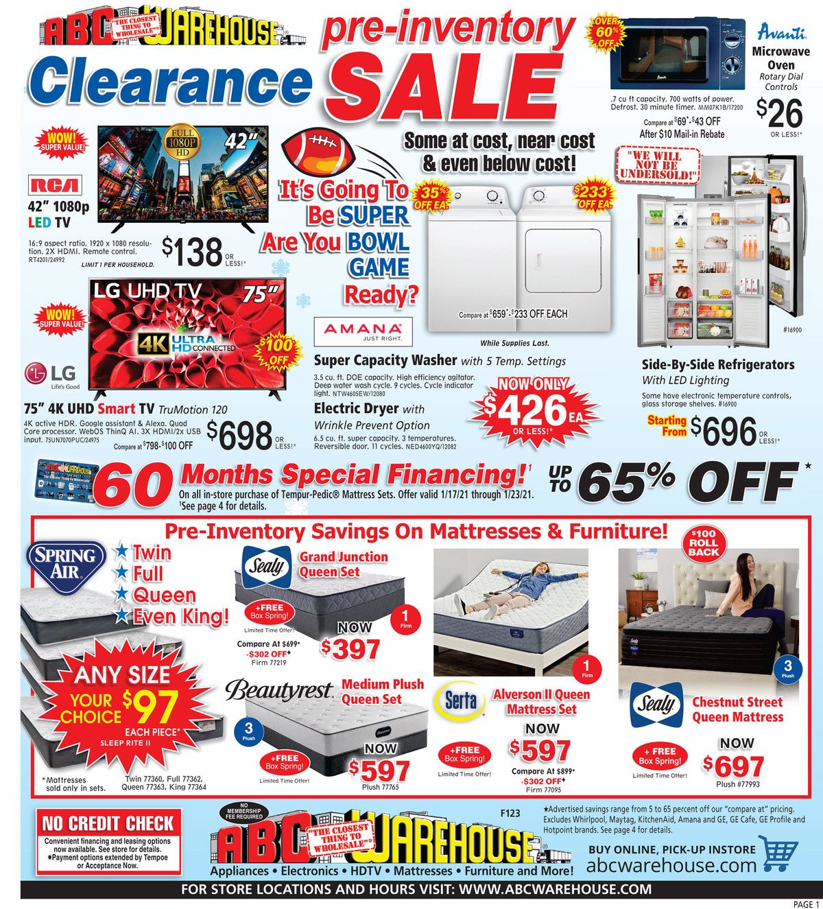 ABC Warehouse Weekly Ad Flyer January 17 to January 23, 2021
