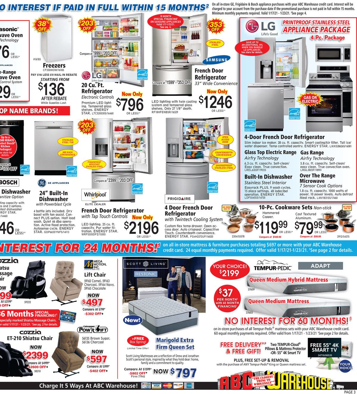 ABC Warehouse Weekly Ad Flyer January 17 to January 23, 2021