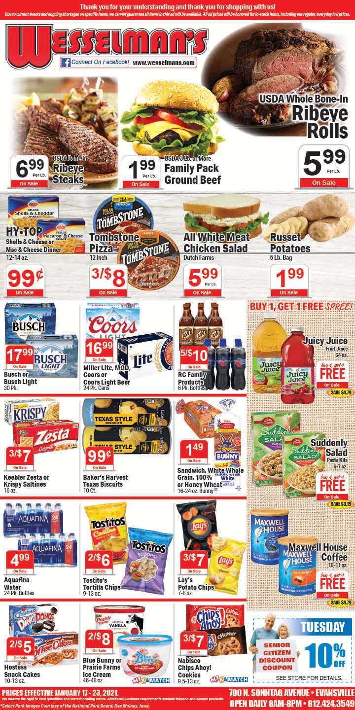 Wesselman's Weekly Ad Flyer January 17 to January 23, 2021