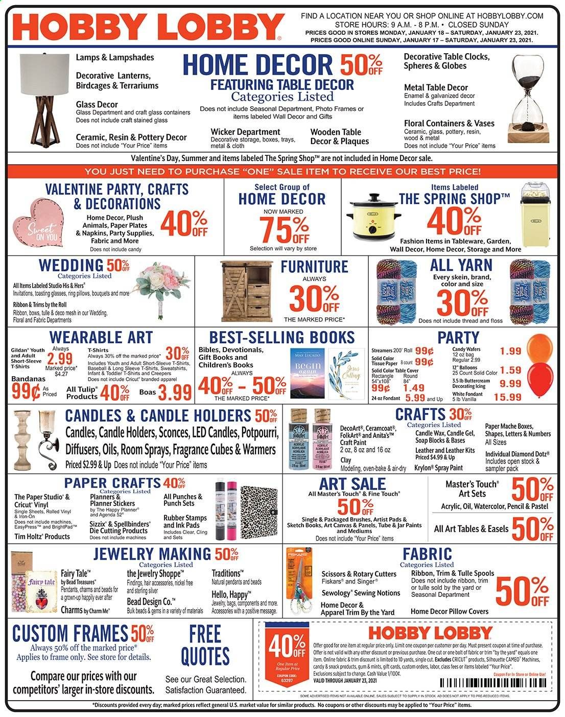 Hobby Lobby Weekly Ad Flyer January 17 to January 23