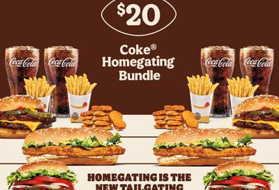 Get a $5 Off Coupon When You Purchase the $20 Coke Homegating Bundle Online or In-app from Burger King