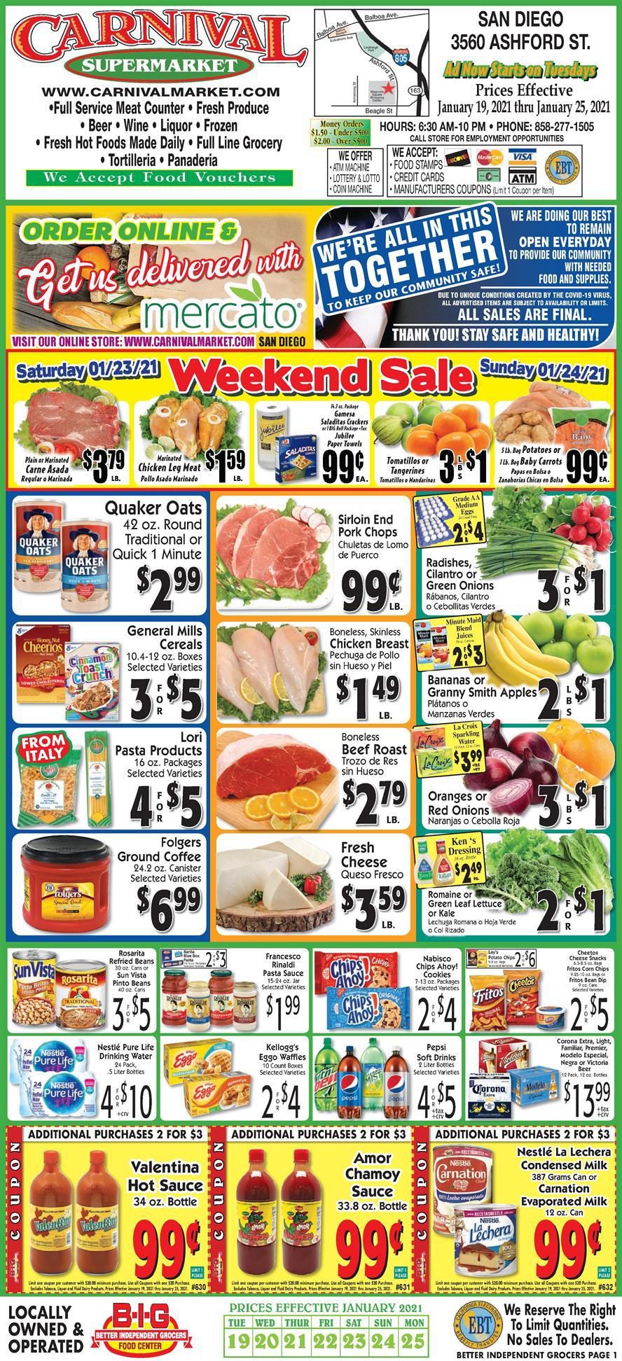Carnival Supermarket Weekly Ad Flyer January 19 to January 25, 2021