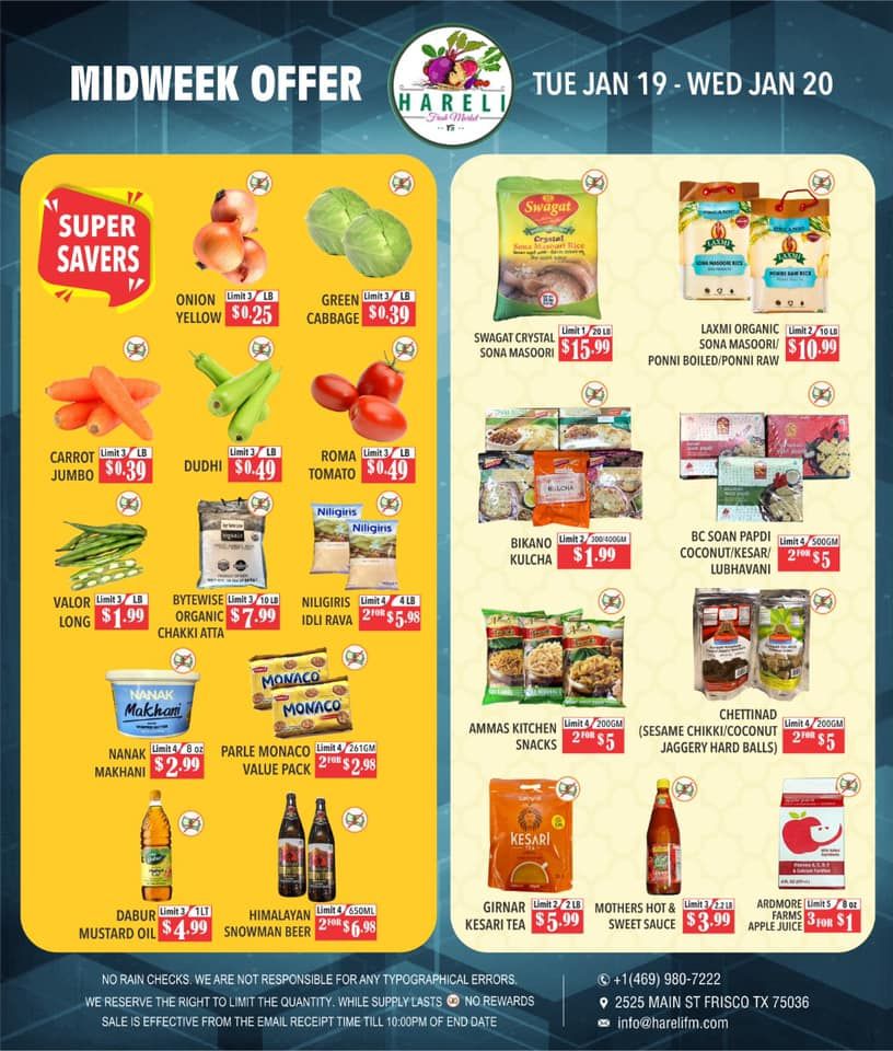 Hareli Midweek Offer Ad Flyer January 19 to January 20, 2021