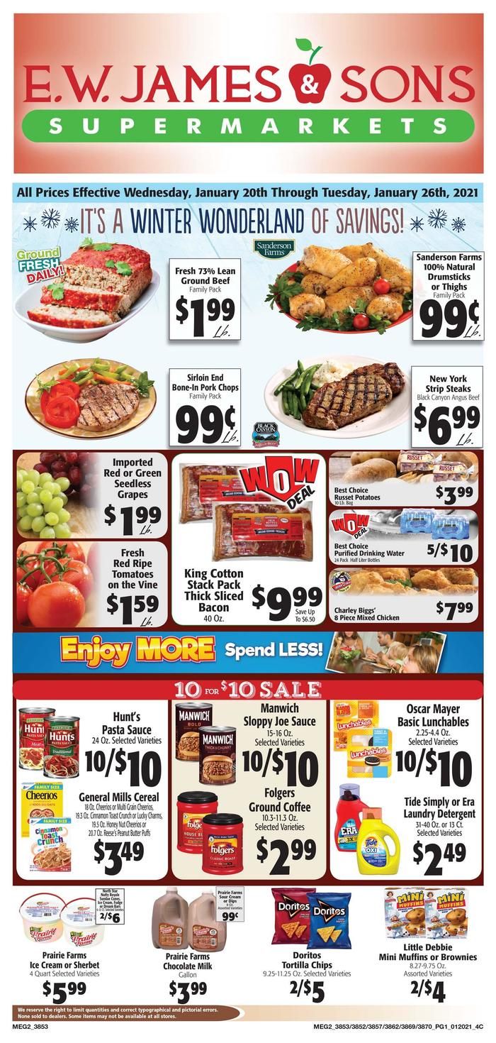 E.W. James & Sons Weekly Ad Flyer January 20 to January 26, 2021