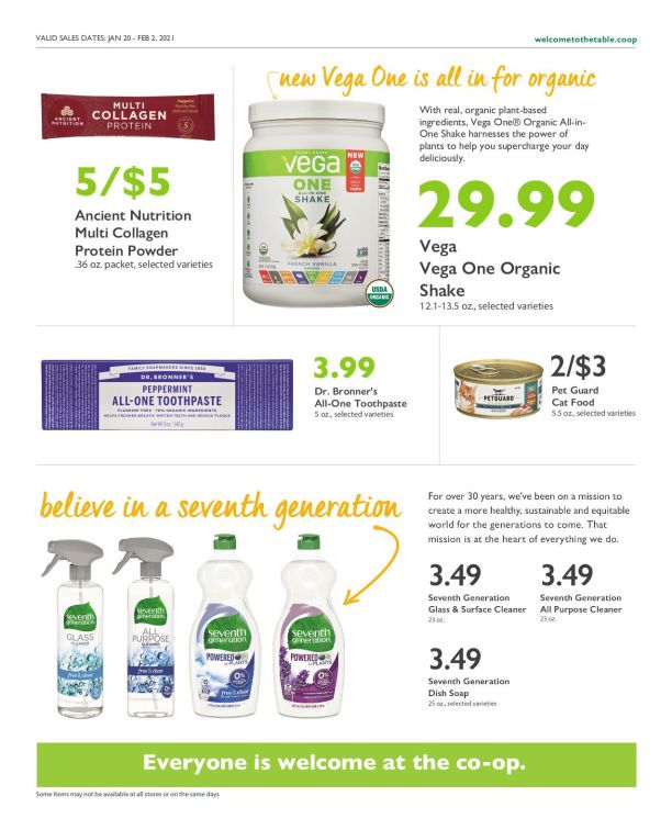 Wheatsville Food Coop Bieekly Ad Flyer January 20 to February 2, 2021