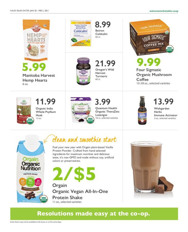 Wheatsville Food Coop Bieekly Ad Flyer January 20 to February 2, 2021
