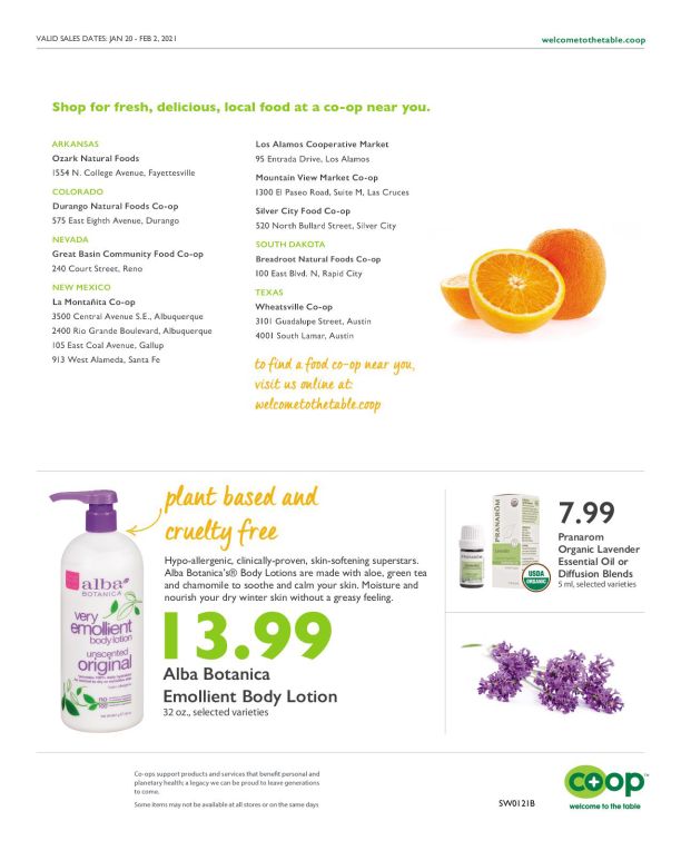 Wheatsville Food Coop Bieekly Ad Flyer January 20 to February 2, 2021