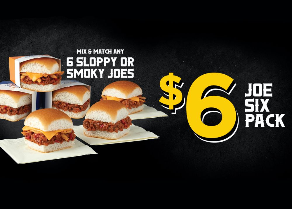 Mix and Match 6 Sloppy Joe or Smoky Joe Sliders for Only $6 at White Castle Mix and Match 6 Sloppy Joe or Smoky Joe Sliders for Only $6 at White Castle