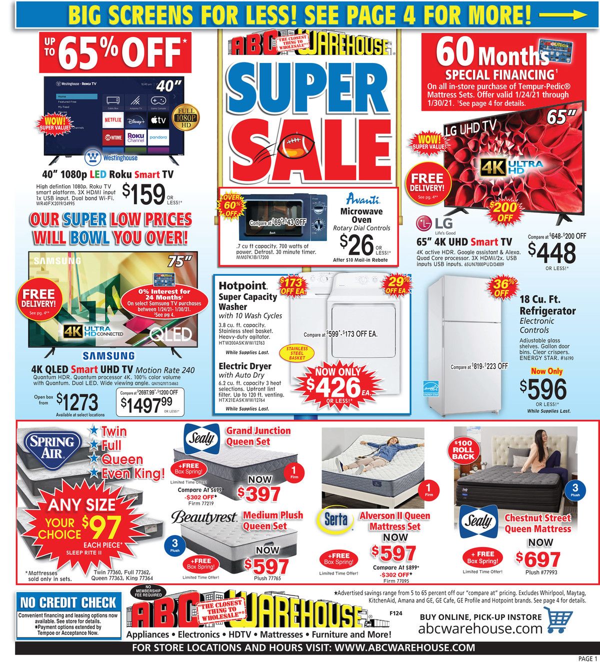 ABC Warehouse Weekly Ad Flyer January 24 to January 30, 2021