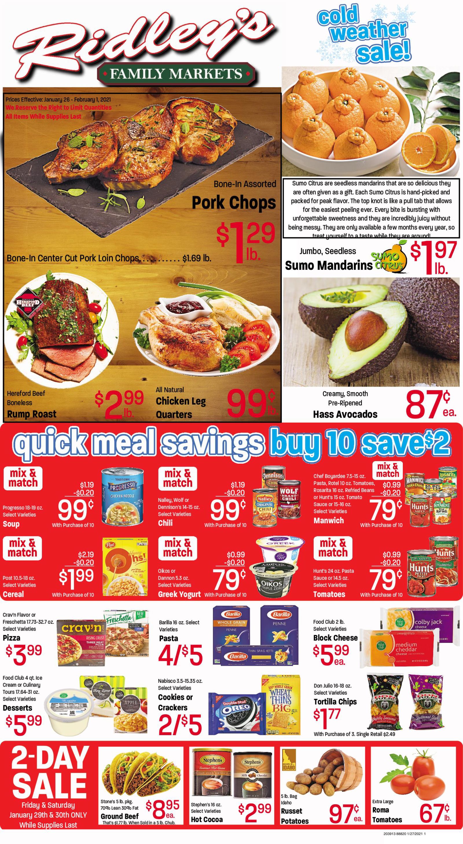 Ridley's Family Market Weekly Ad Flyer January 26 to February 1, 2021