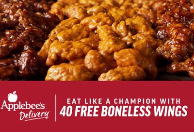 February 7 Only: Get 40 Free Boneless Wings with Every $40+ Online or In-app Order at Applebee's