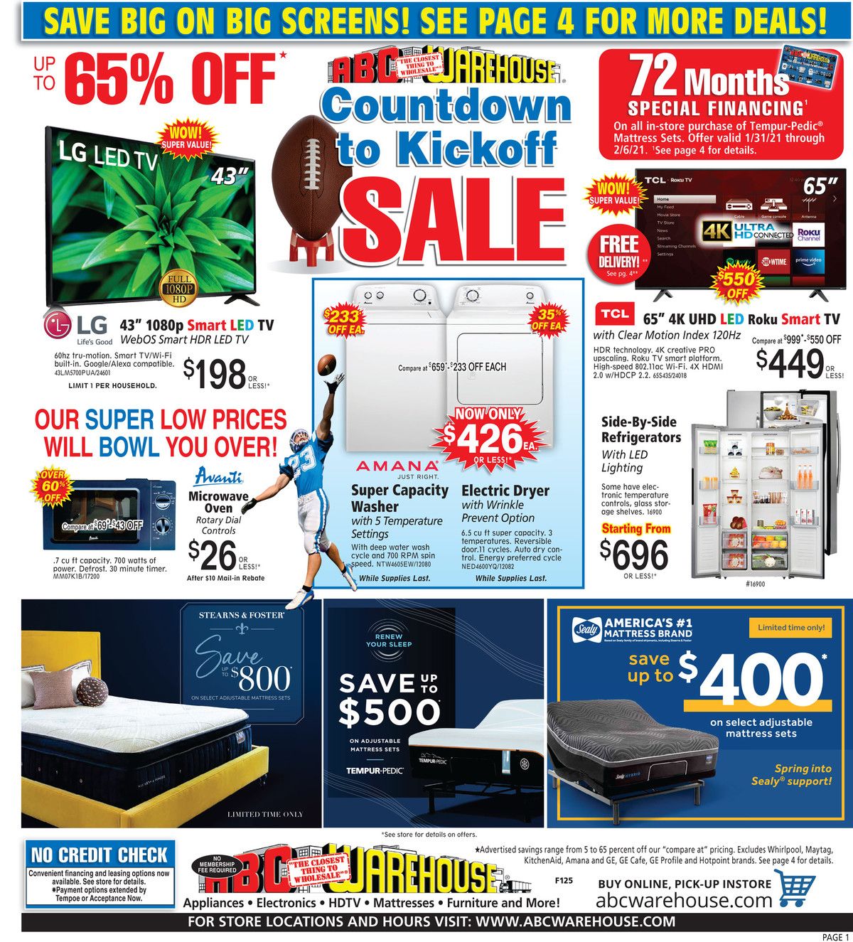 ABC Warehouse Weekly Ad Flyer January 31 to February 6, 2021