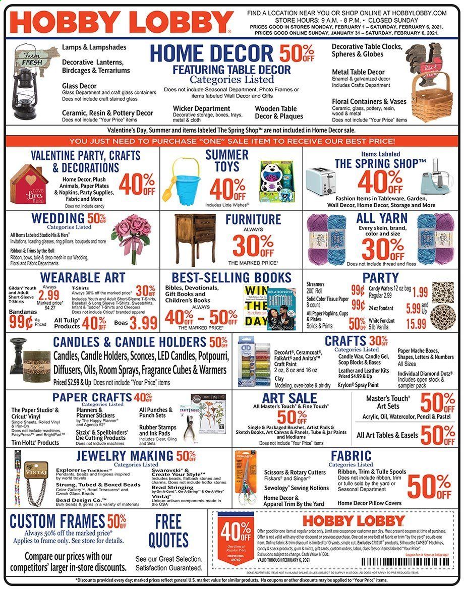 Hobby Lobby Weekly Ad Flyer January 31 to February 6