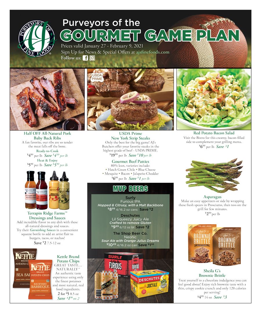 AJ's Fine Foods Game Day Sale Ad Flyer January 27 to February 9, 2021