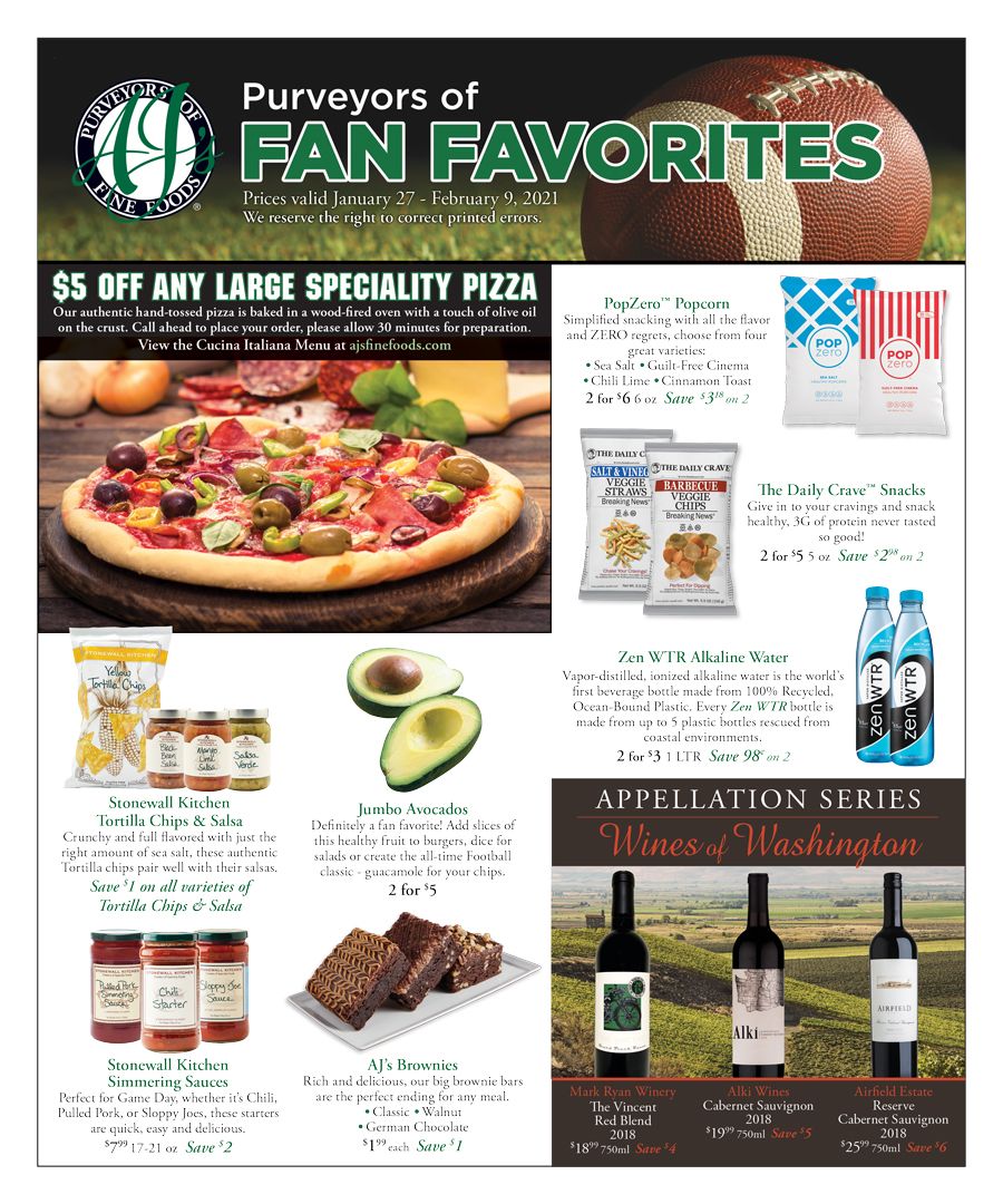 AJ's Fine Foods Game Day Sale Ad Flyer January 27 to February 9, 2021