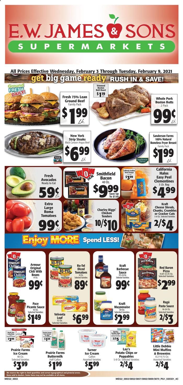 E.W. James & Sons Weekly Ad Flyer February 3 to February 9, 2021