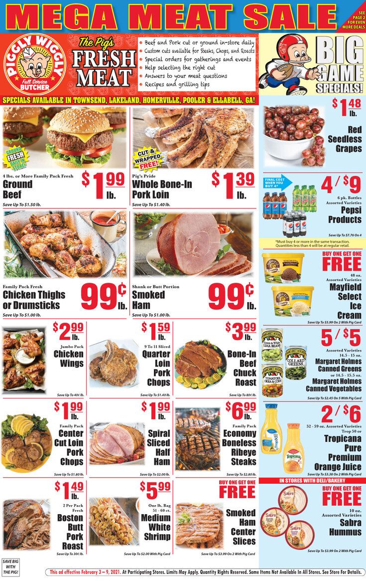 Piggly Wiggly (GA) Big Game Day Sale Weekly Ad Flyer February 3 to February 9, 2021