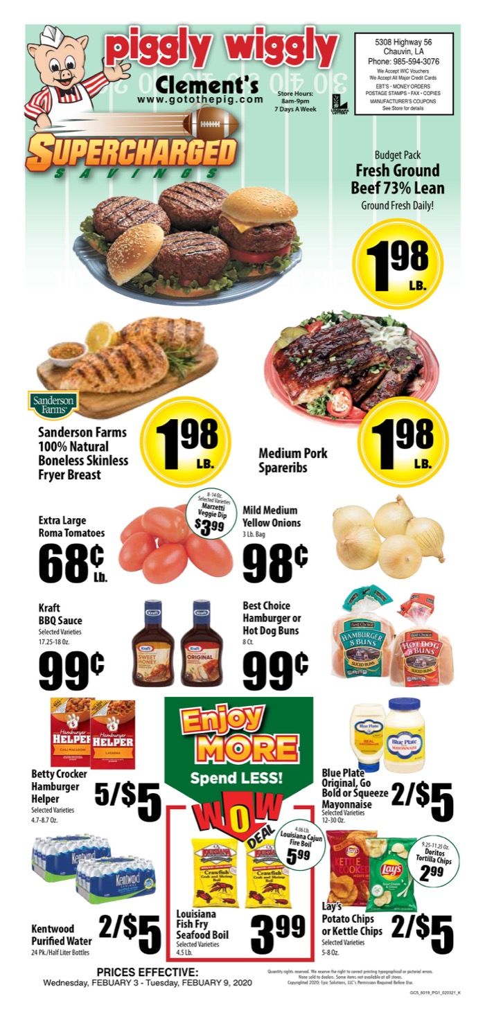 Piggly Wiggly (LA) Big Game Day Sale Weekly Ad Flyer February 3 to February 9, 2021