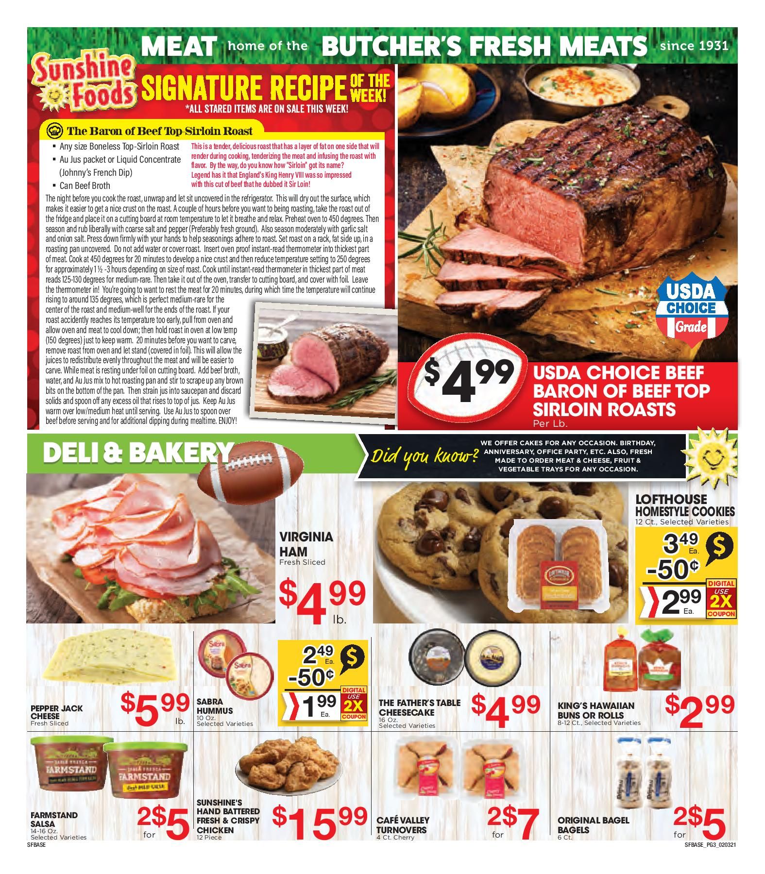 Sunshine Foods Big Game Day Sale Weekly Ad Flyer February 3 to February 9, 2021