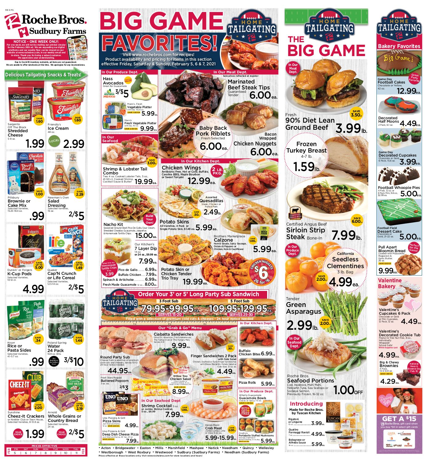 Roche Bros Big Game Day Sale Weekly Ad Flyer February 5 to February 11, 2021