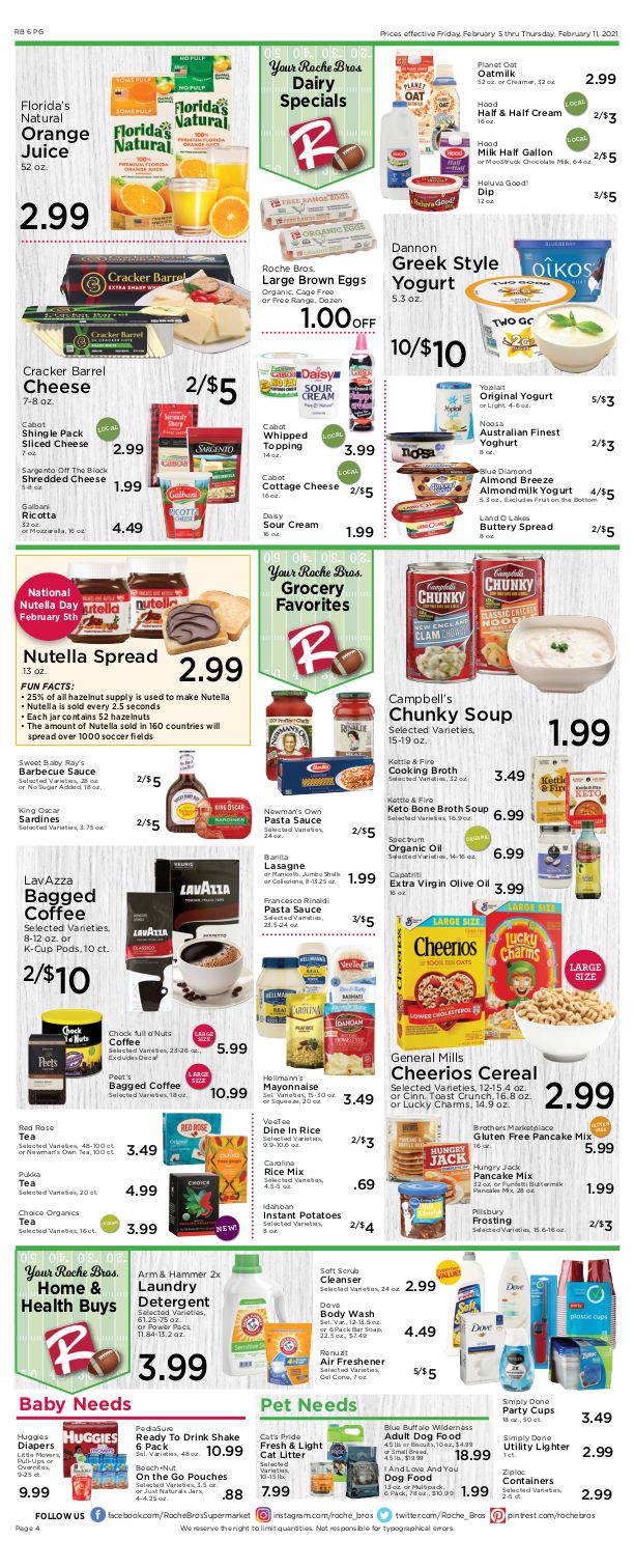 Roche Bros Big Game Day Sale Weekly Ad Flyer February 5 to February 11, 2021