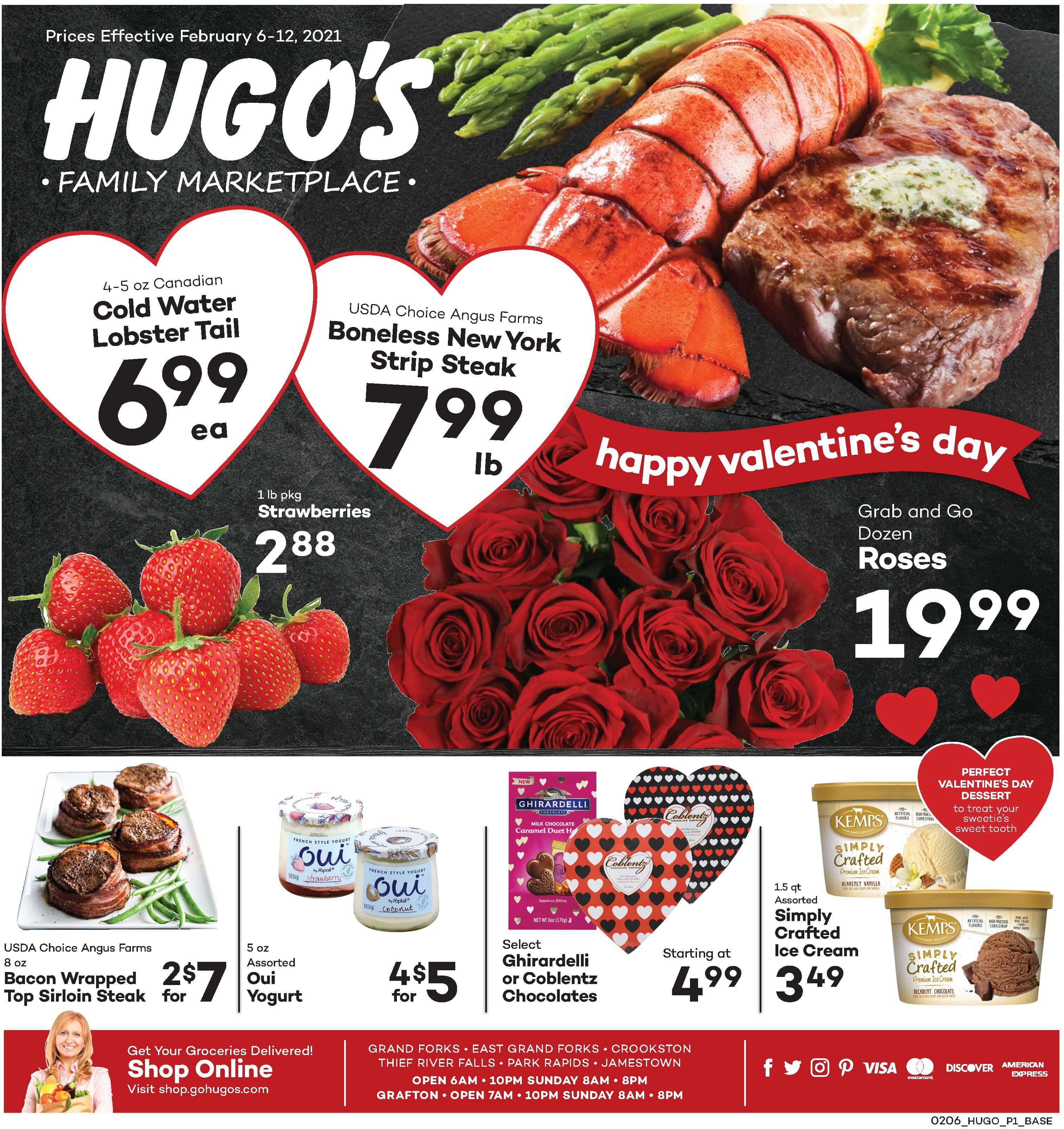 Hugo's Family Marketplace Valentine's Day Sale Weekly Ad Flyer February 6 to February 12, 2021