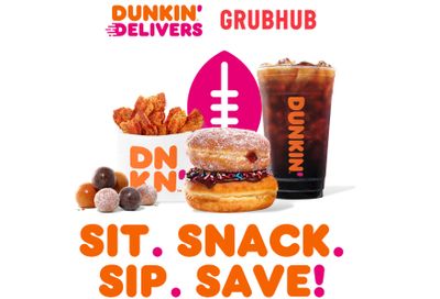 Get $5 Off When You Order $15+ from Dunkin' Donuts Using Grubhub Through to February 8