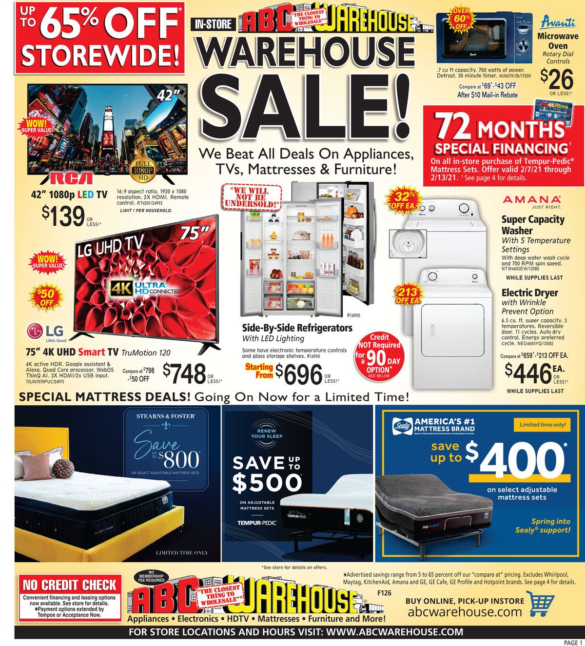 ABC Warehouse Weekly Ad Flyer February 7 to February 13, 2021