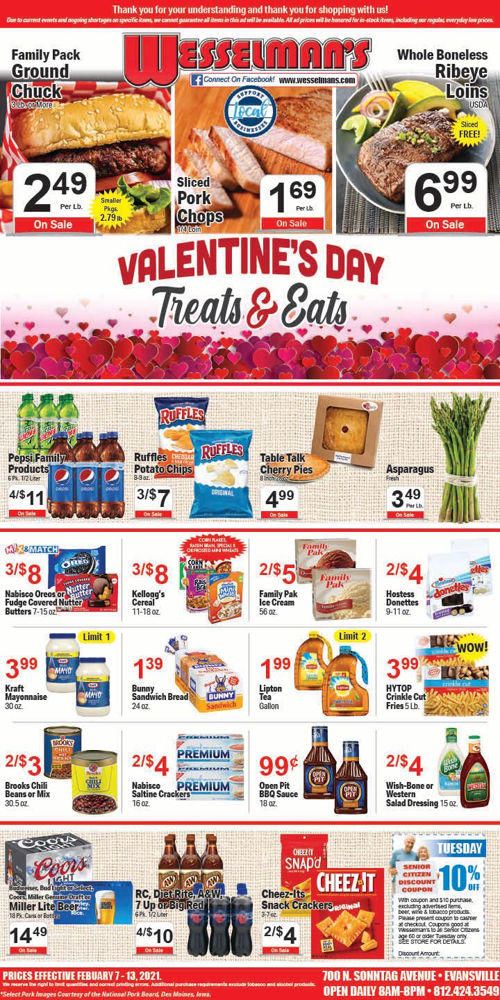 Wesselman's Valentine's Day Sale Weekly Ad Flyer February 7 to February 13, 2021