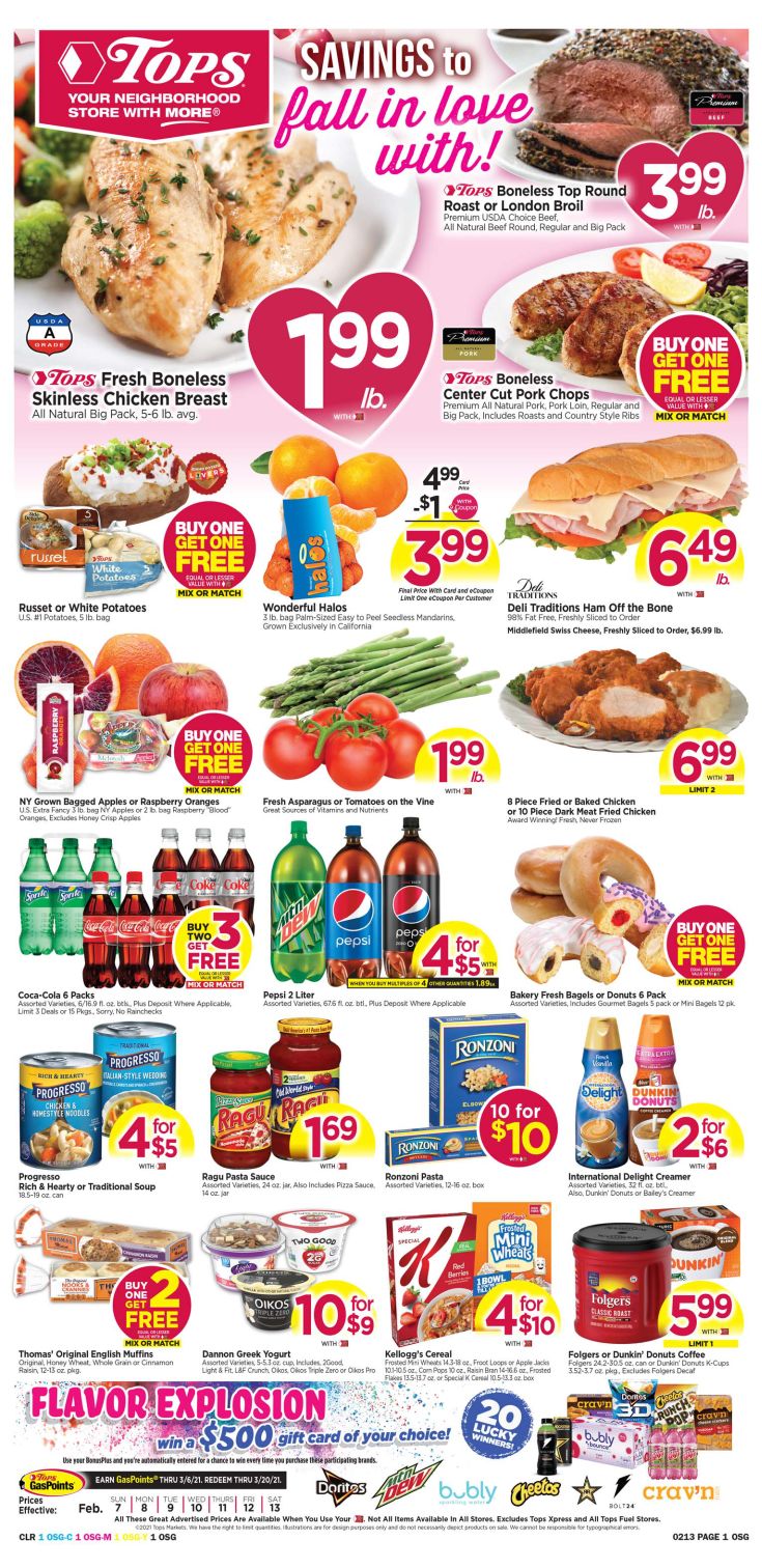 Tops Friendly Markets Valentine's Day Sale Weekly Ad Flyer February 7 to February 13, 2021