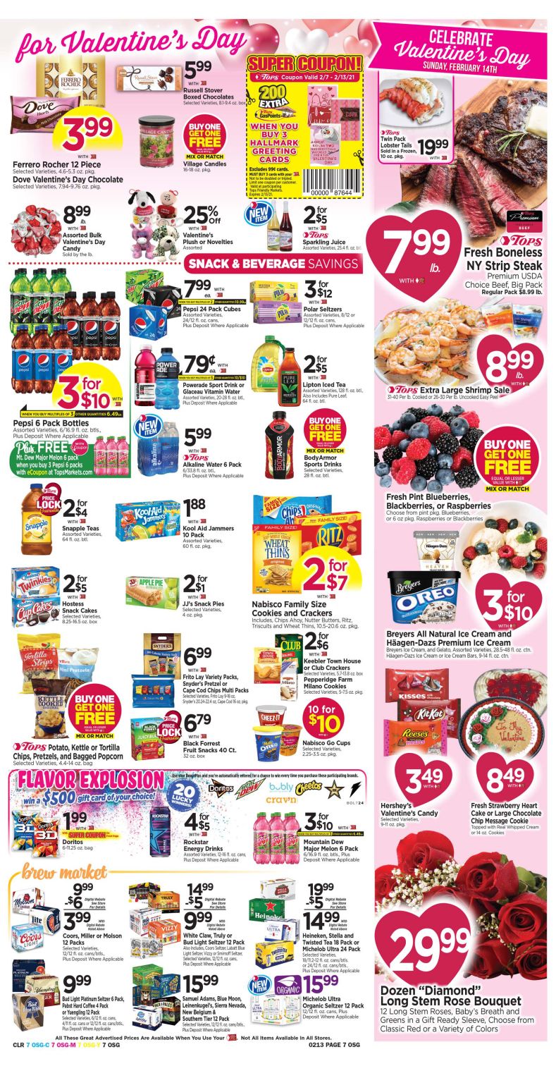 Tops Friendly Markets Valentine's Day Sale Weekly Ad Flyer February 7 to February 13, 2021