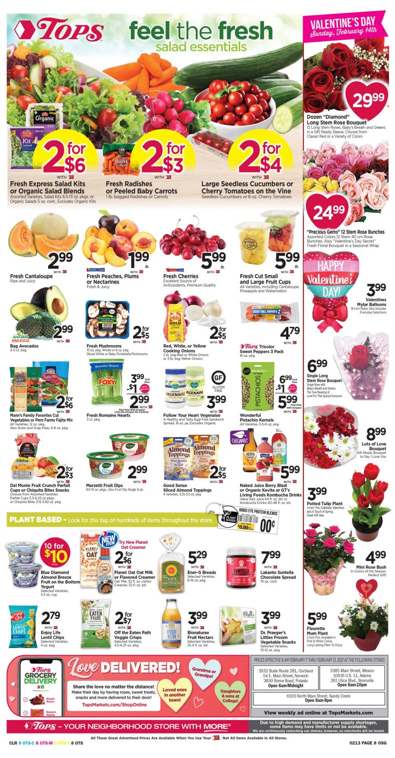 Tops Friendly Markets Valentine's Day Sale Weekly Ad Flyer February 7 to February 13, 2021