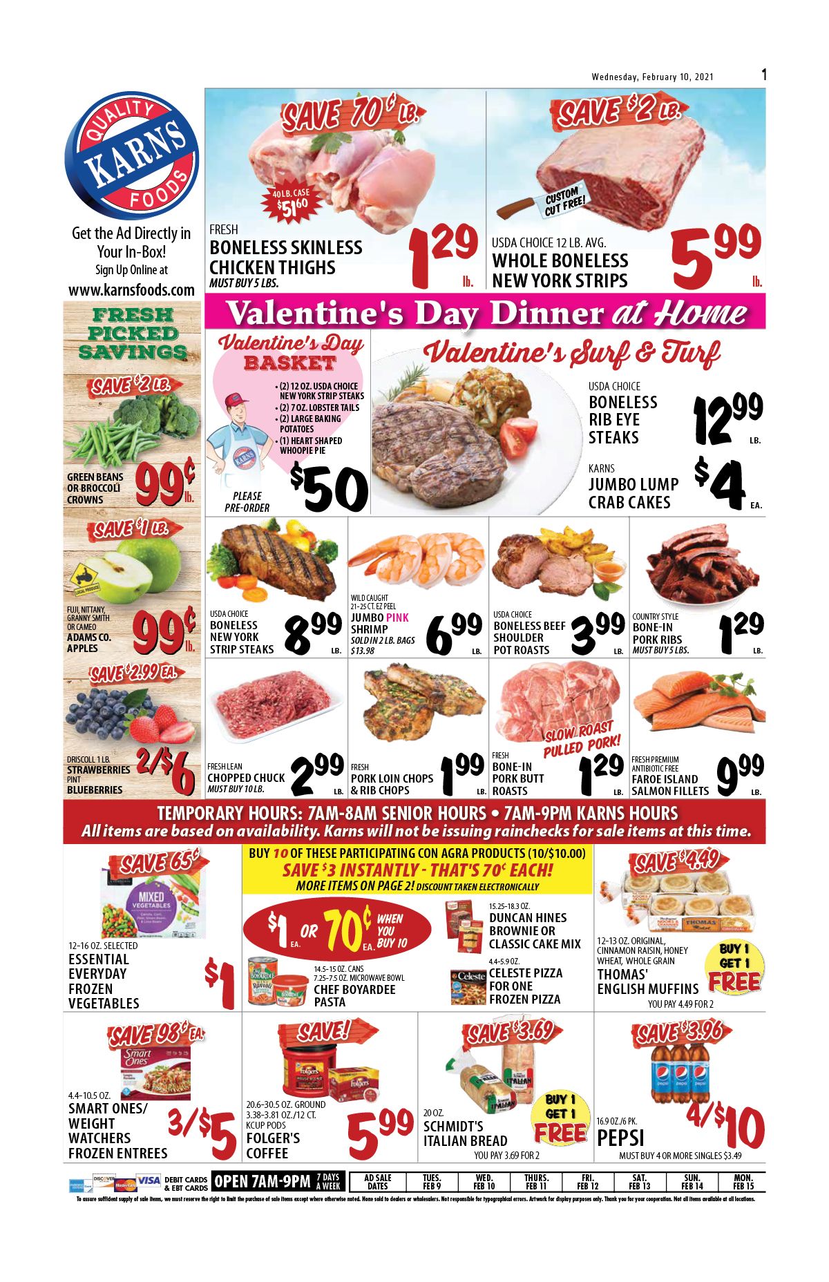 Karns Quality Foods Valentine's Day Sale Weekly Ad Flyer February 9 to February 15, 2021