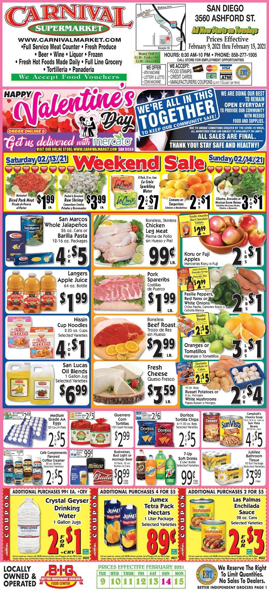Carnival Supermarket Valentine's Day Sale Weekly Ad Flyer February 9 to February 15, 2021