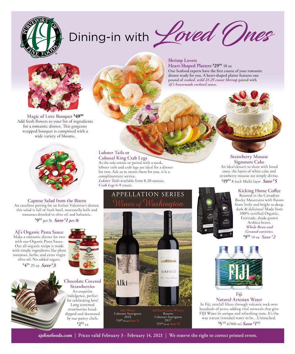 AJ's Fine Foods Valentine's Day Sale Weekly Ad Flyer February 3 to February 16, 2021
