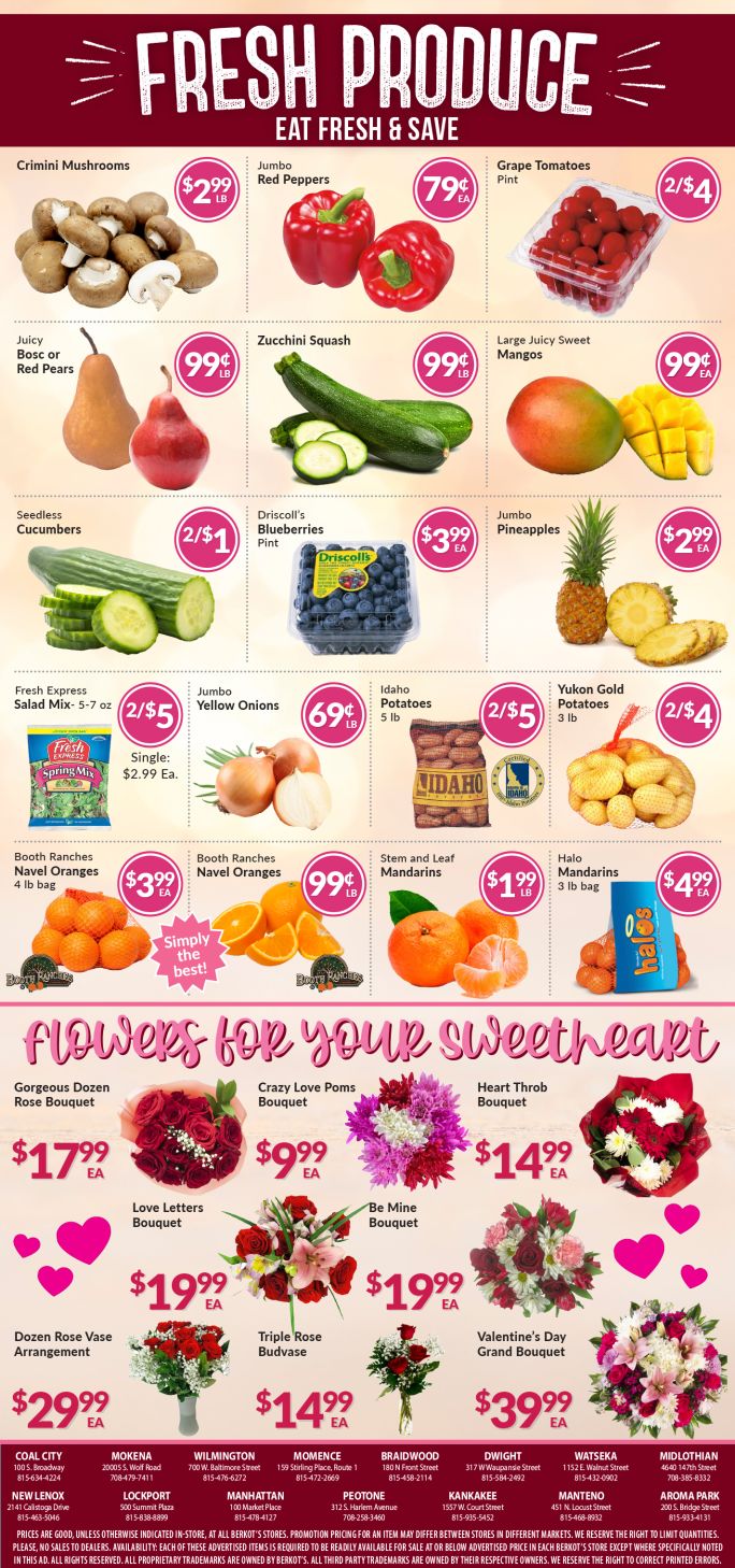 Berkot's Super Foods Valentine's Day Sale Weekly Ad Flyer February 10 to February 16, 2021