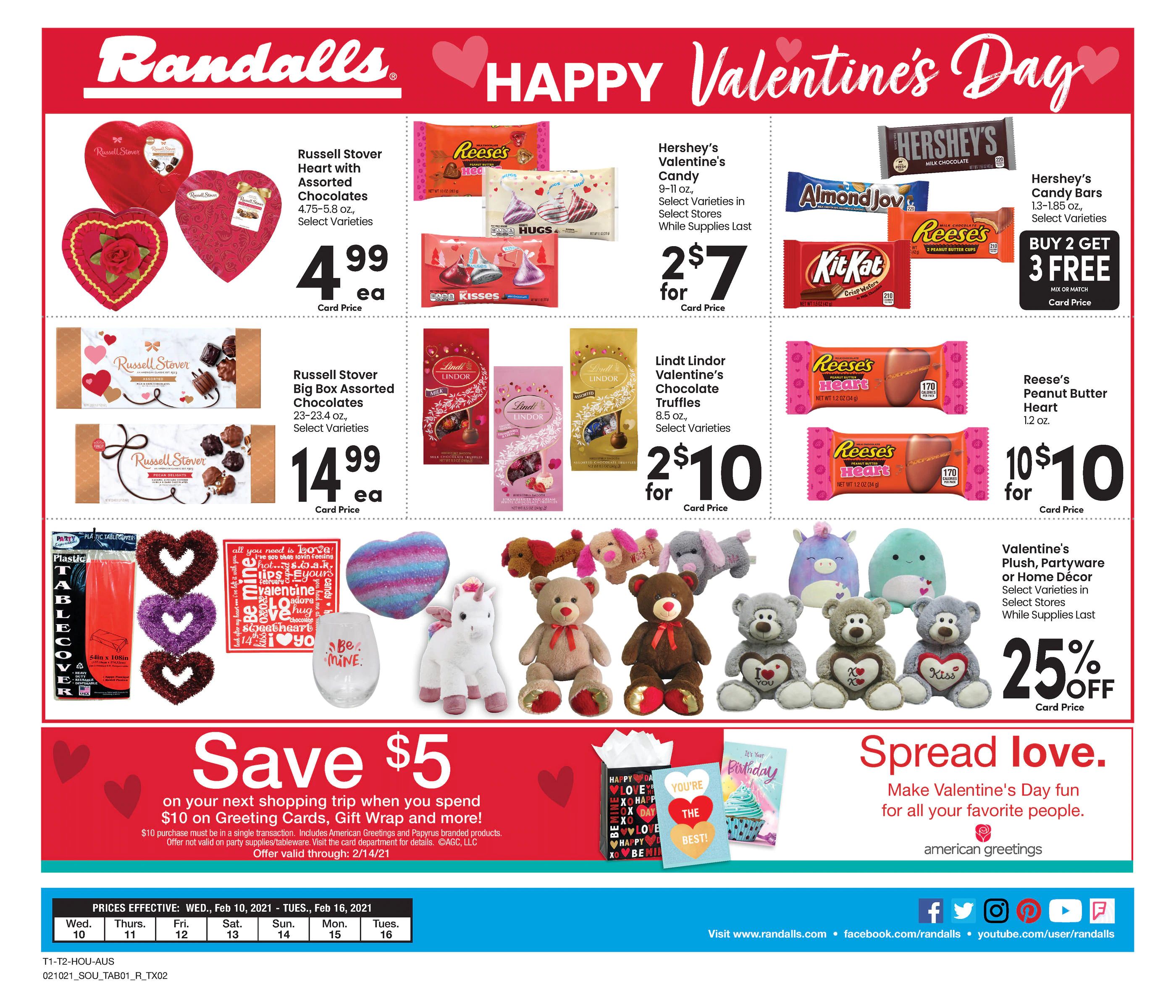 Randalls Valentine's Day Sale Weekly Ad Flyer February 10 to February 16, 2021