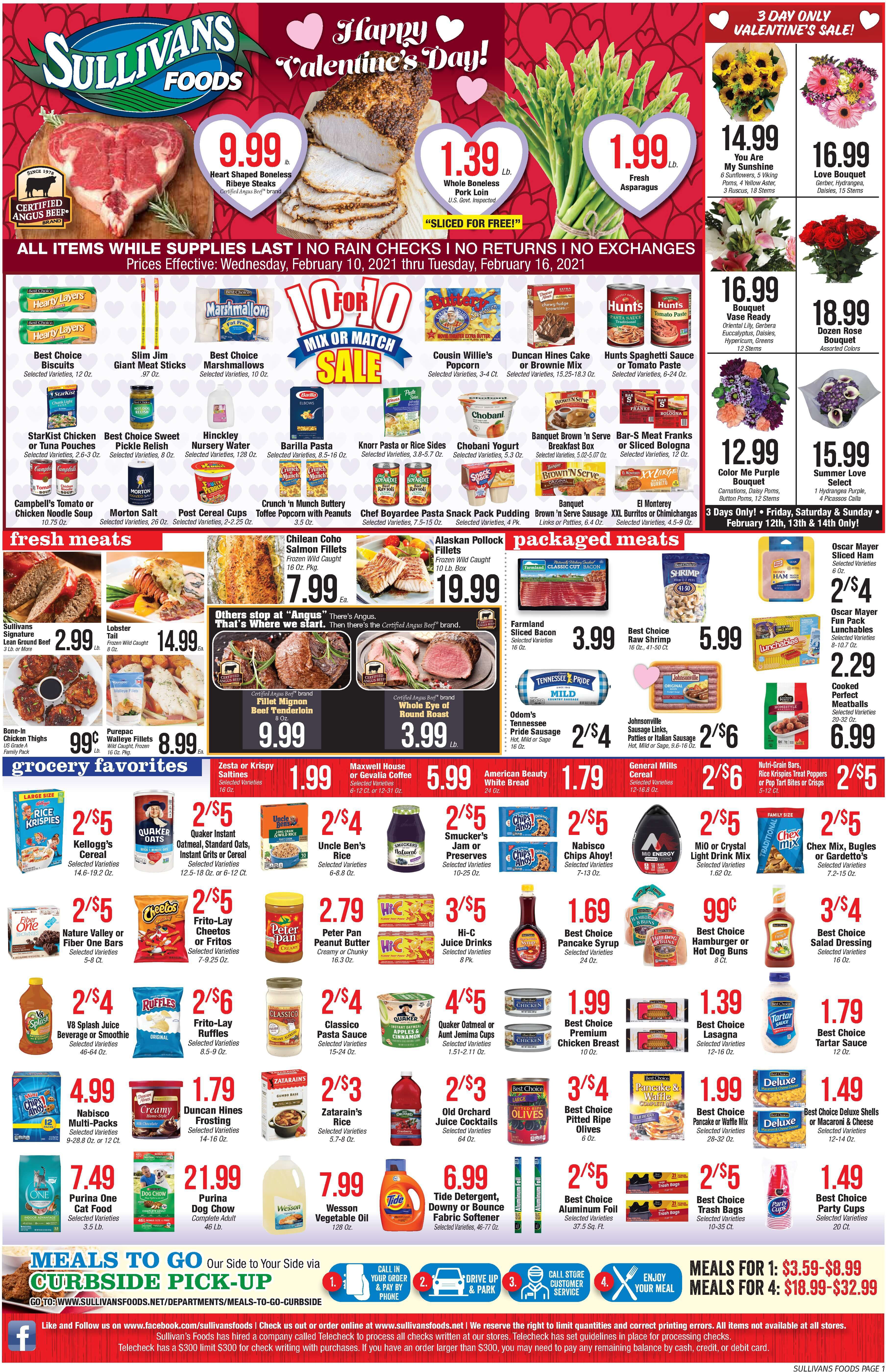 Sullivan's Foods Valentine's Day Sale Weekly Ad Flyer February 10 to February 16, 2021