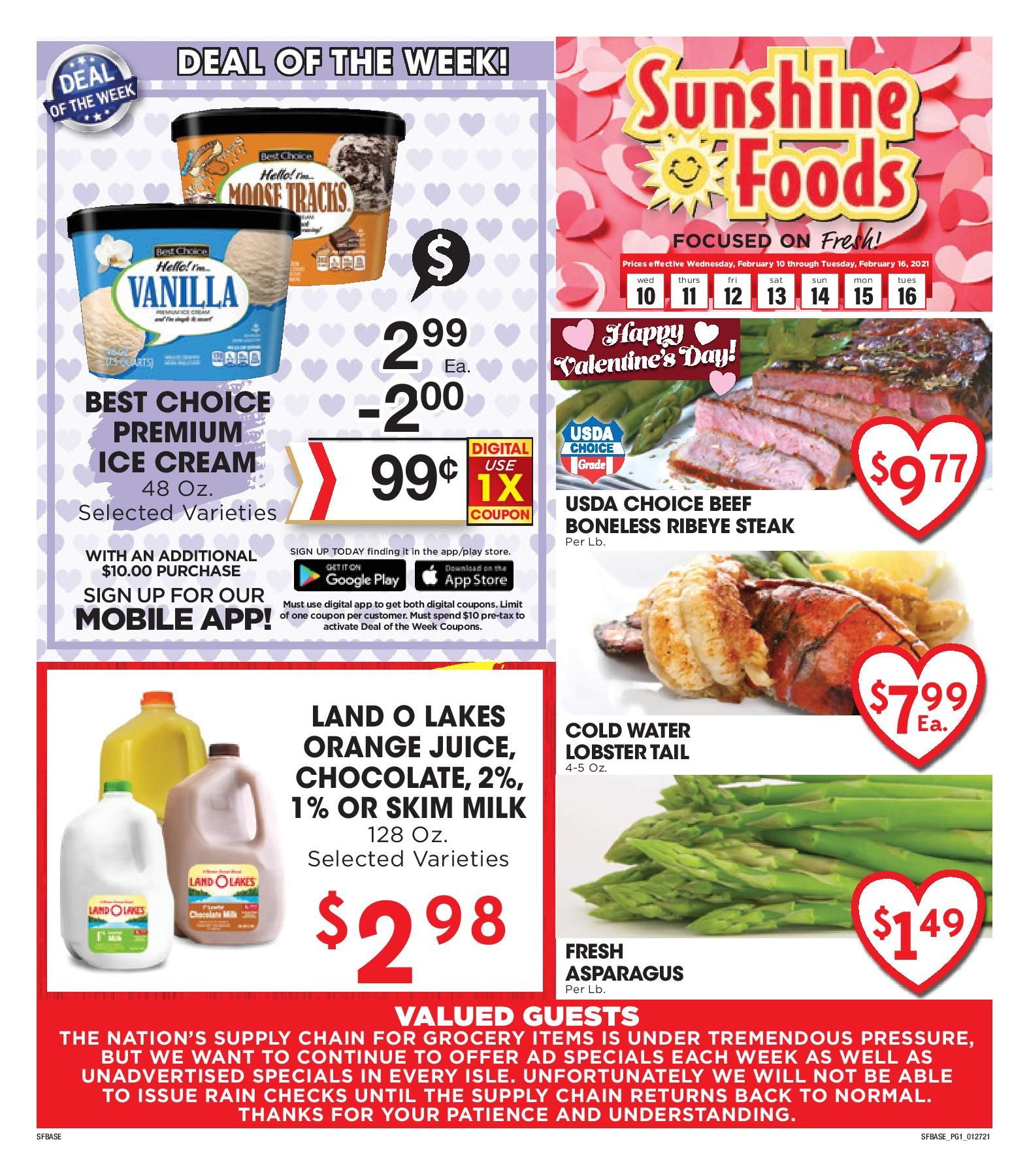 Sunshine Foods Valentine's Day Sale Weekly Ad Flyer February 10 to February 16, 2021