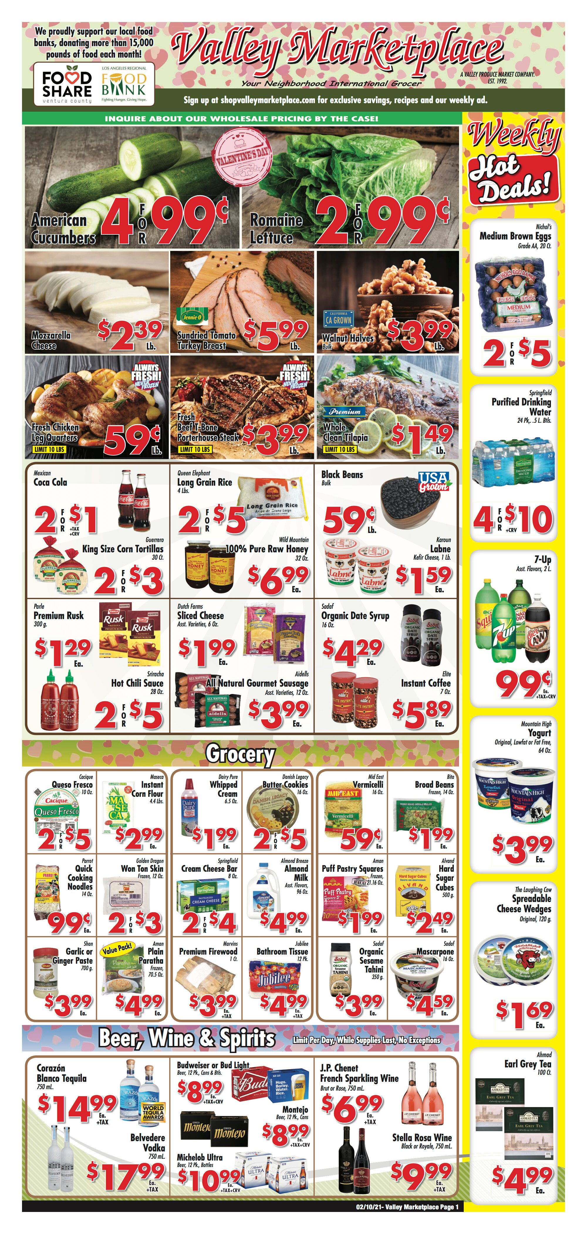Valley Marketplace Valentine's Day Sale Weekly Ad Flyer February 10 to February 16, 2021