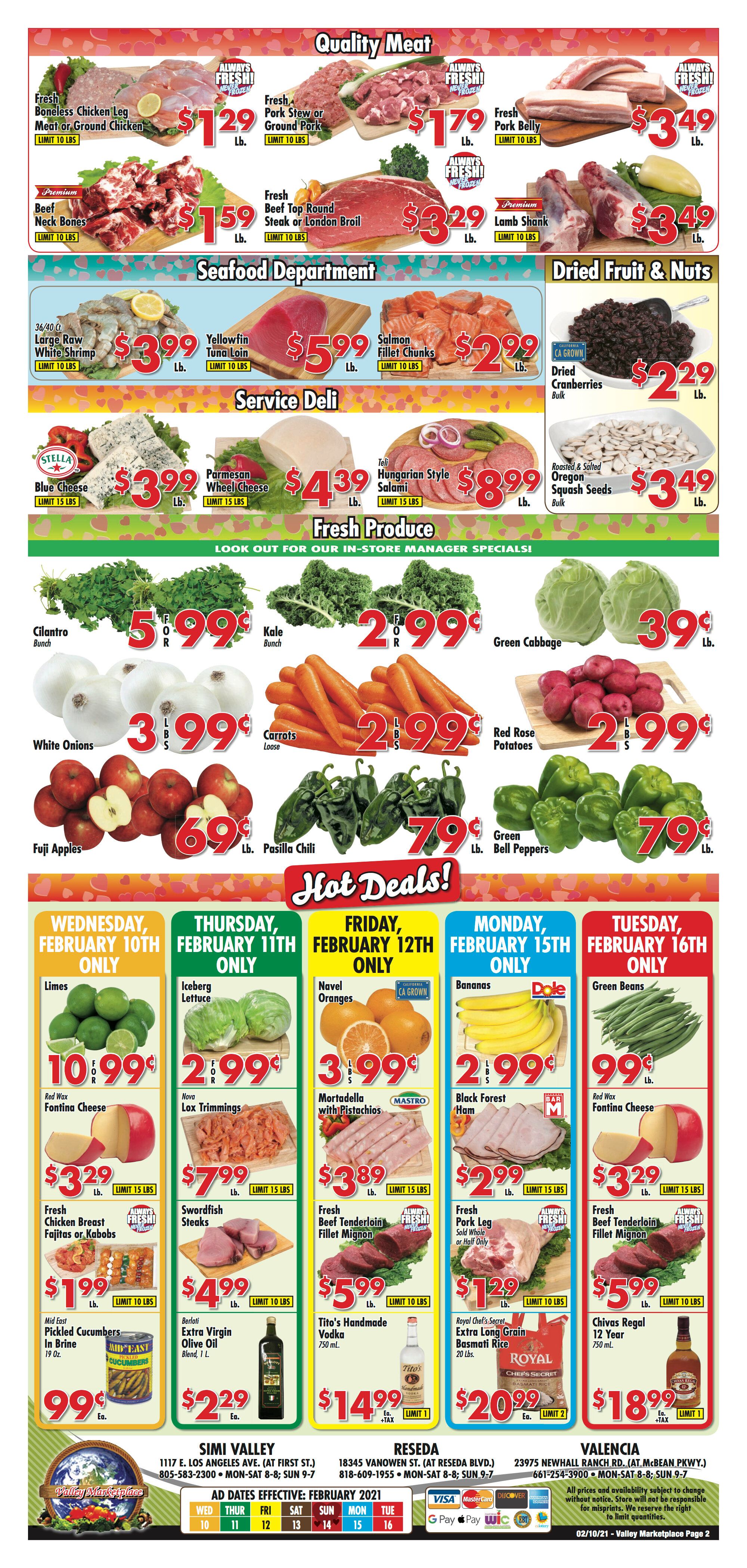 Valley Marketplace Valentine's Day Sale Weekly Ad Flyer February 10 to February 16, 2021