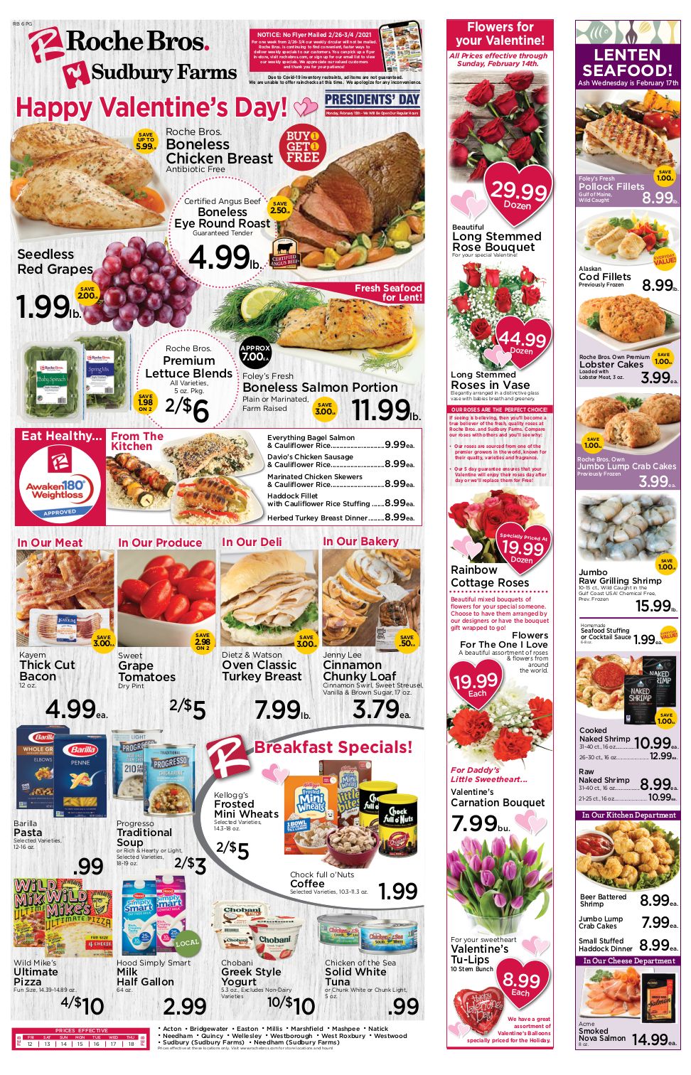 Roche Bros Valentine's Day Sale Weekly Ad Flyer February 12 to February 18, 2021