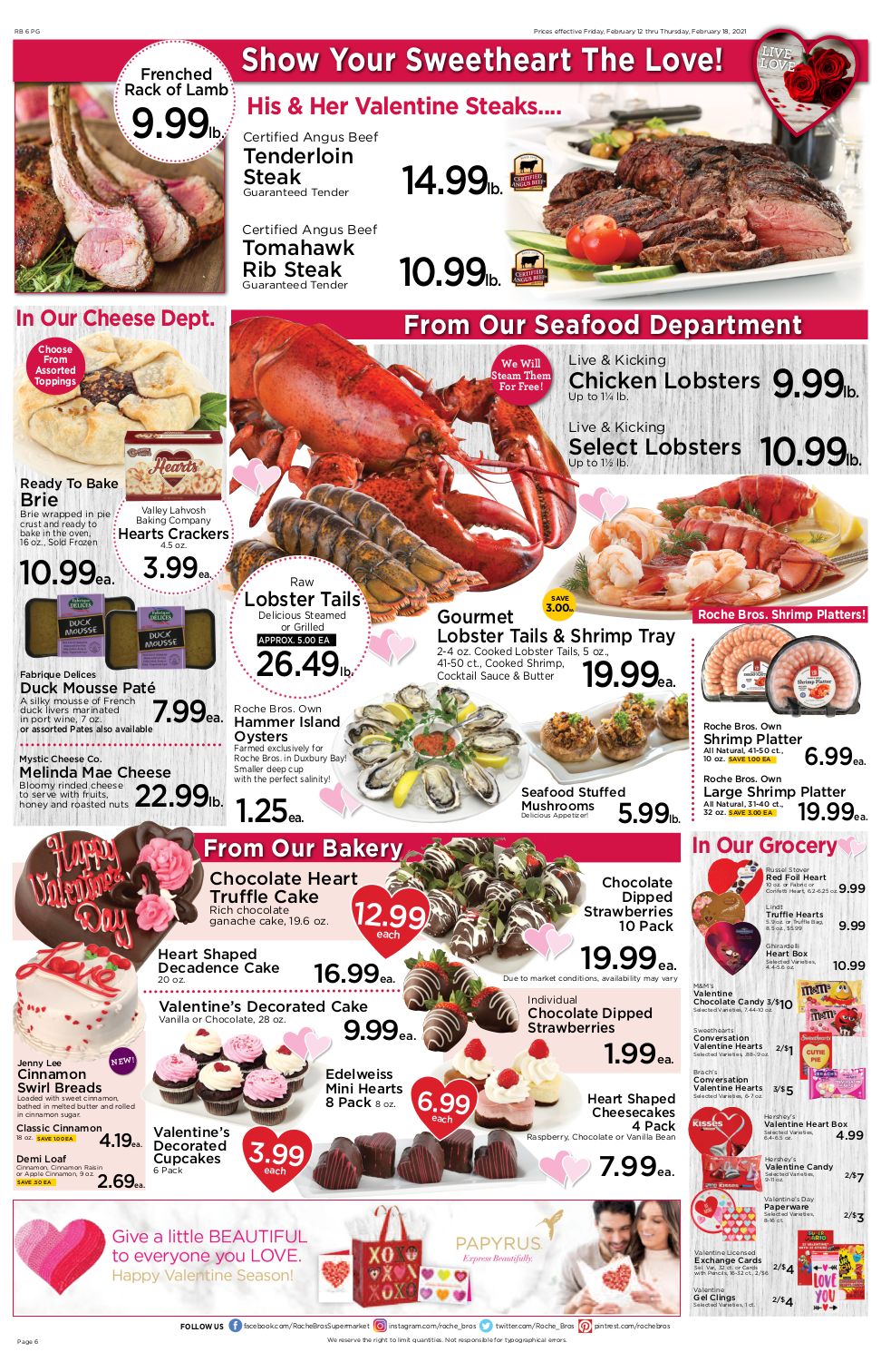 Roche Bros Valentine's Day Sale Weekly Ad Flyer February 12 to February 18, 2021