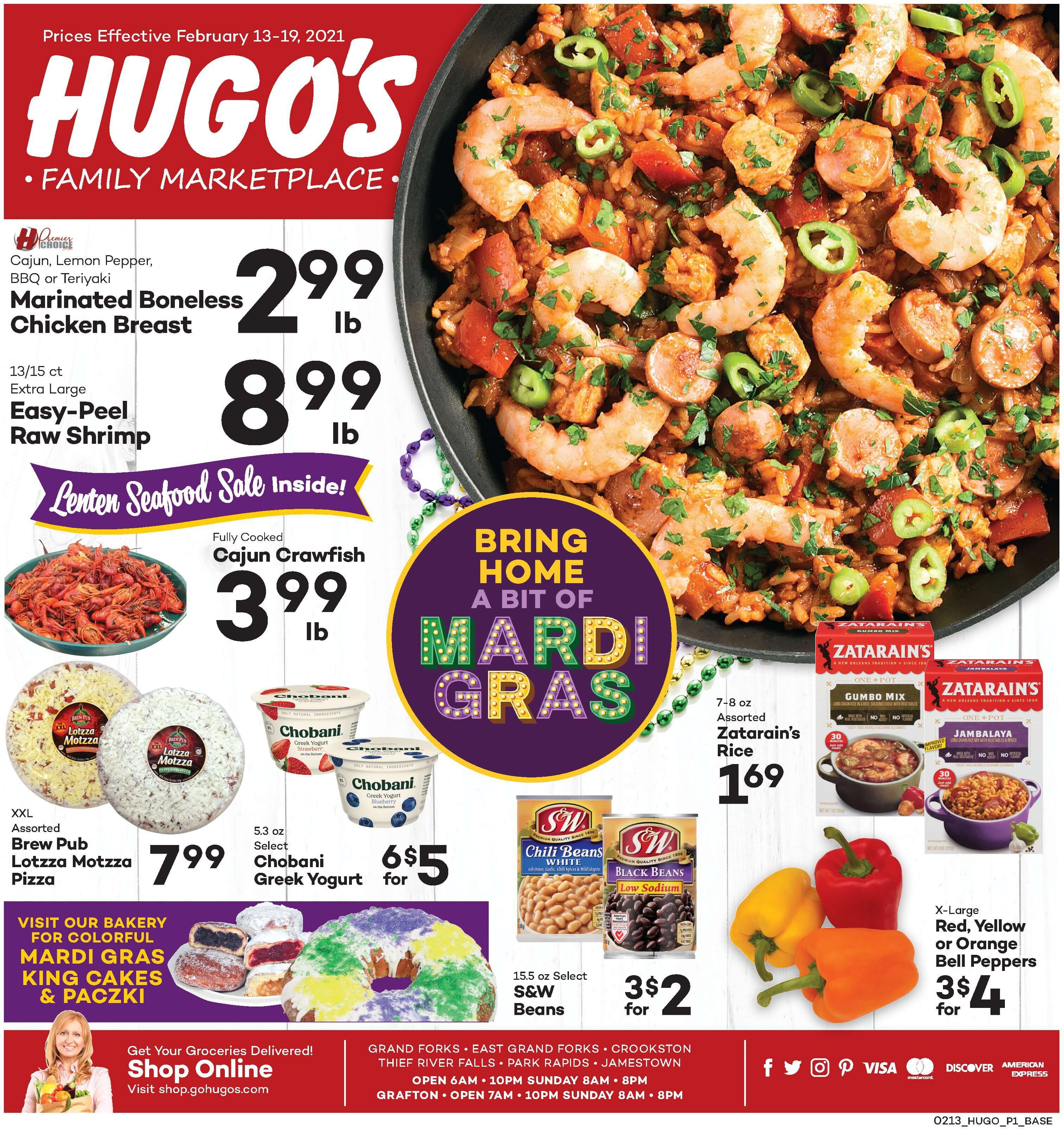 Hugo's Family Marketplace Mardi Gras Sale Weekly Ad Flyer February 13 to February 19, 2021