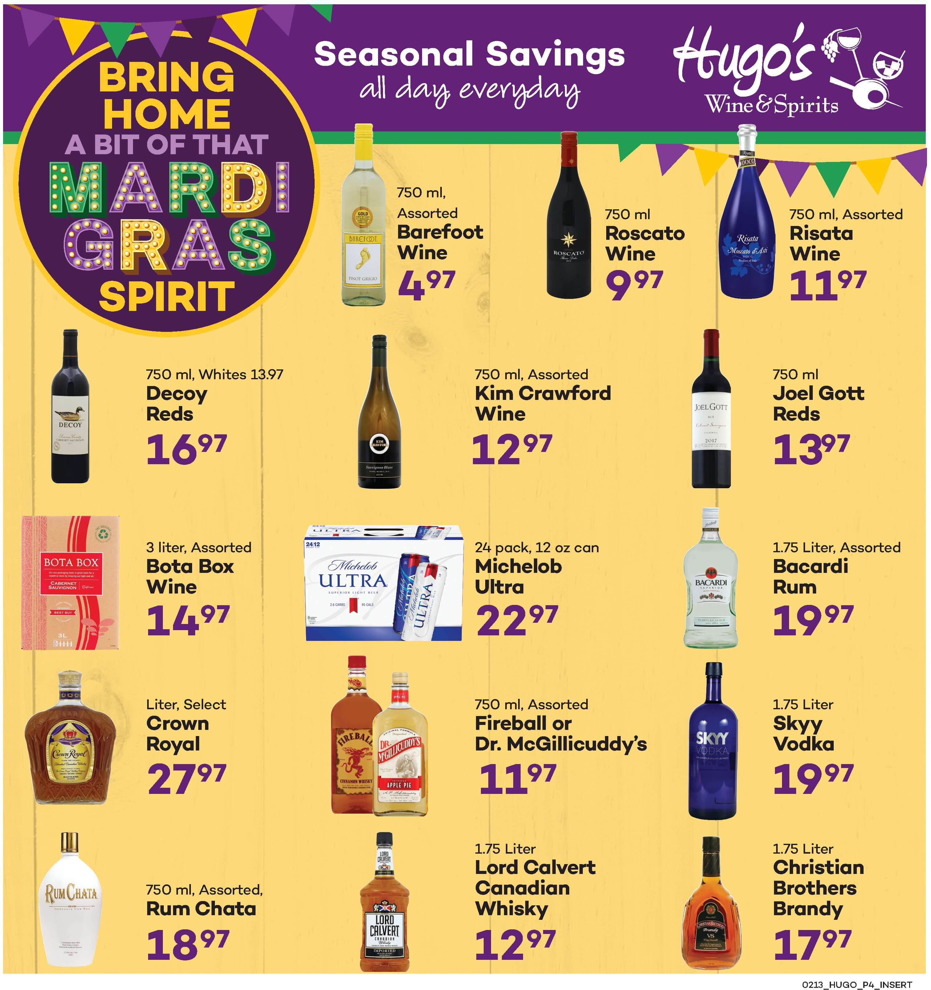 Hugo's Family Marketplace Mardi Gras Sale Weekly Ad Flyer February 13 to February 19, 2021
